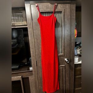 Elegant Red Maxi Dress with Straps